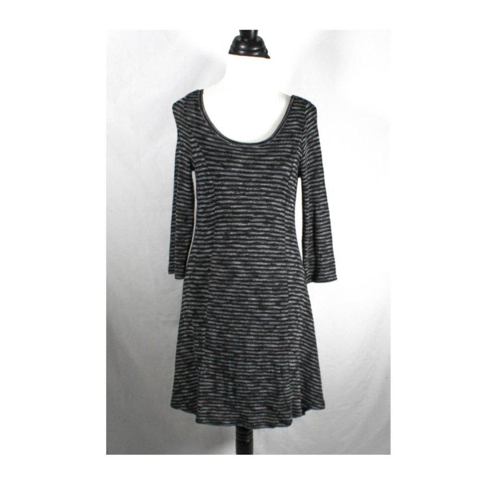 Grunge Black Gray White Striped Light Knit Dress Size Medium Casual Streetwear
